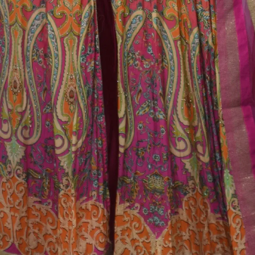 Vibrant Fuchsia & Orange Paisley Front-Slit Suit view 2