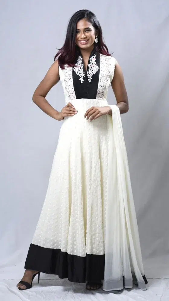 Timeless Ivory & Black Contrast Anarkali Suit