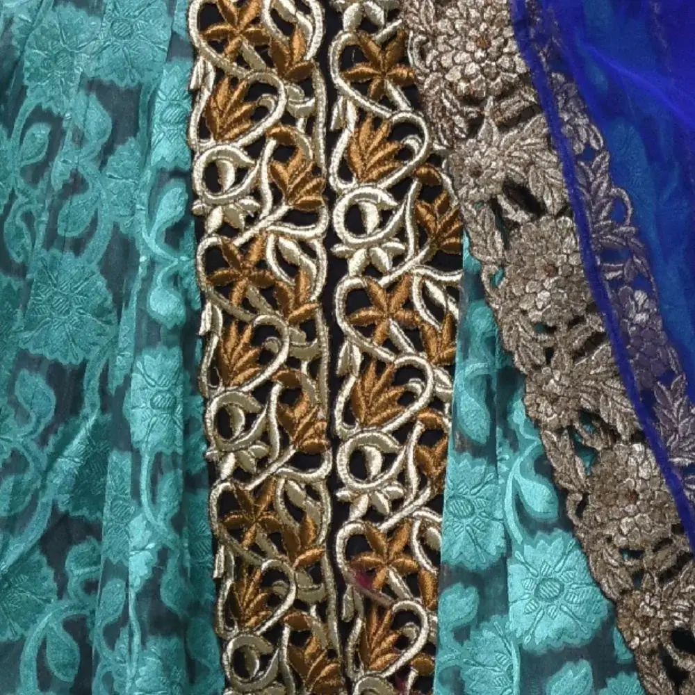 Teal & Royal Blue Heavy Embroidered Front-Panel Anarkali view 2