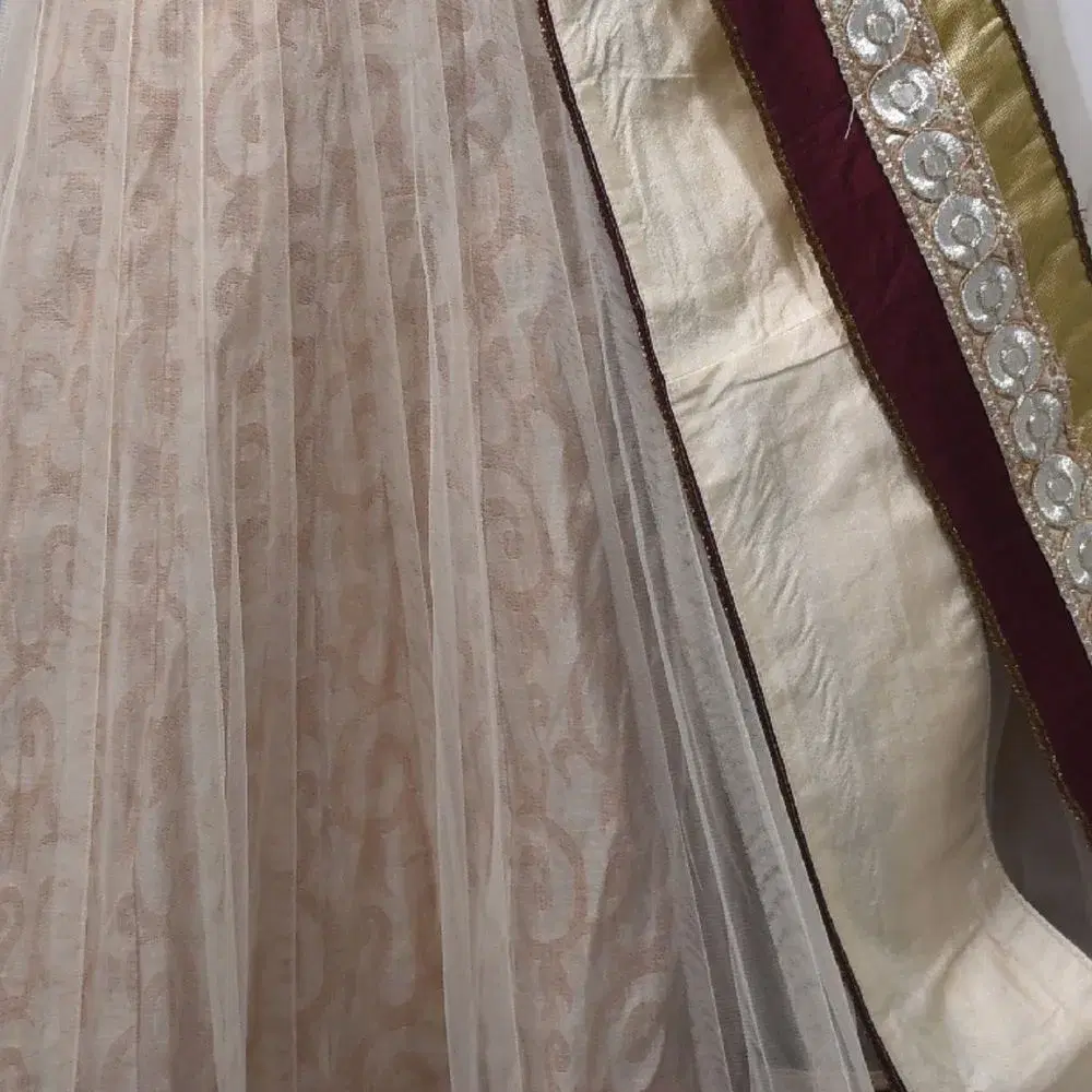 Cream & Gold Heavily Embroidered Anarkali Gown view 2