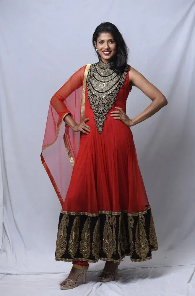 Regal Red & Black Statement Bodice Anarkali Suit