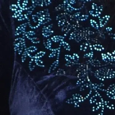Midnight Blue Velvet Anarkali Suit with Teal Stonework view 2