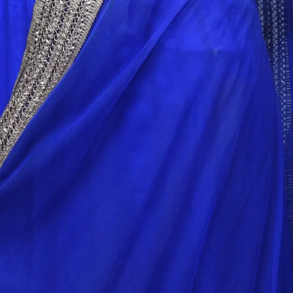 Vibrant Royal Blue & Gold Embellished Lehenga Set view 2