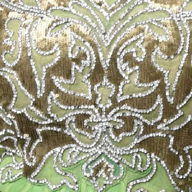 Vibrant Lime Green & Gold Layered Anarkali Suit view 2