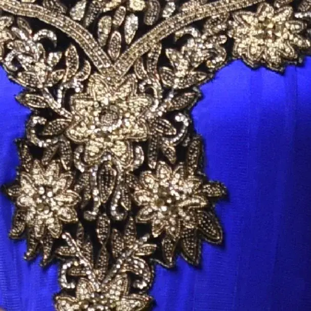 Regal Royal Blue Embroidered Anarkali Gown view 2