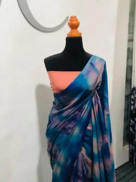 Blue Artistic Tie & Dye Saree