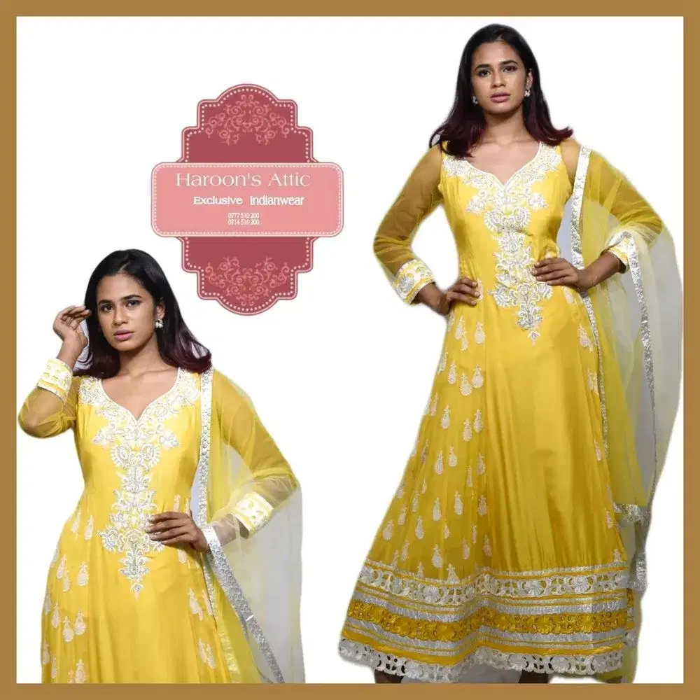 Simple and charming Shalwar Kamiz with pippin worked with Banaras borders copper, gold and Yellow thread. Chifon silk,  yello colour.